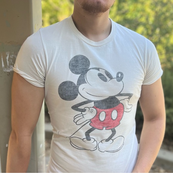 DISNEY MICKEY MOUSE MEN T SHIRT VINTAGE DISTRESSED HAPPY FACE SMILE PROUD PRIDE - Picture 13 of 16